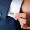 Custom Cufflinks Being Worn